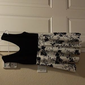 Miusol Classic Flare Mini Dress Black/White Floral Women's Size XL